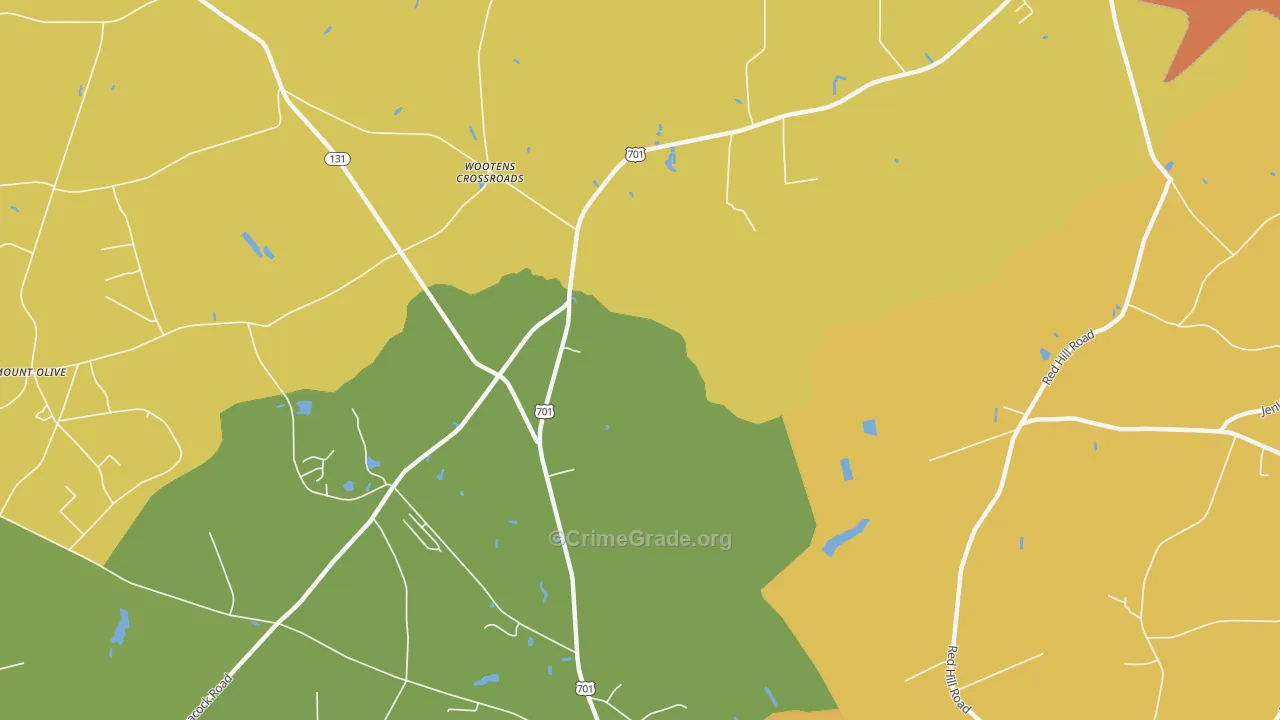Wootens Crossroads, NC Map of Robbery Rates