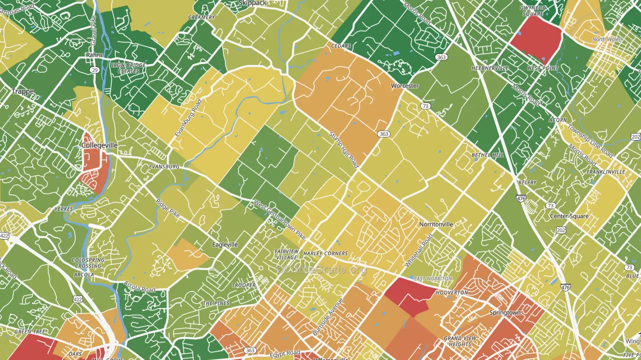 Worcester, PA Map of Robbery Rates