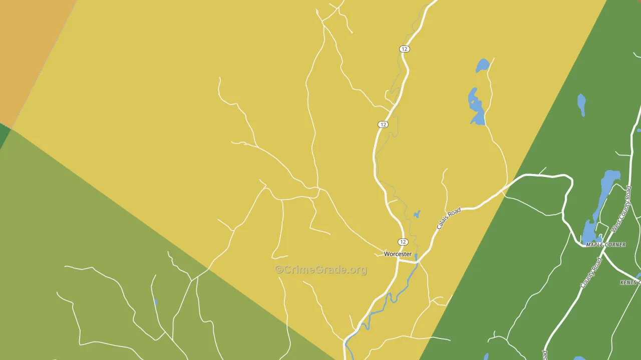 Worcester, VT Map of Robbery Rates