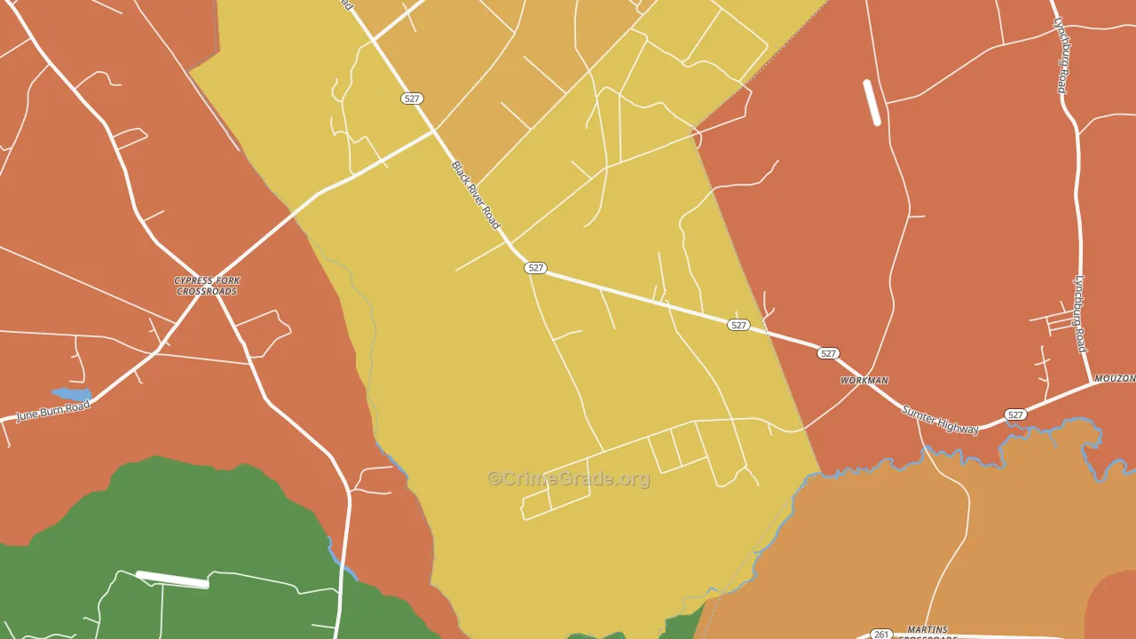 Workman, SC Map of Robbery Rates