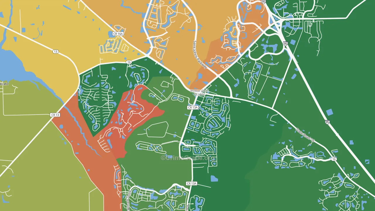 World Golf Village, FL Map of Robbery Rates