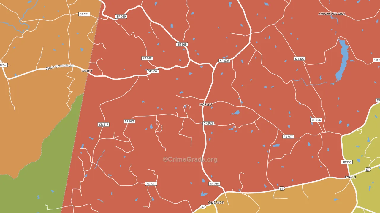 Worlds, VA Map of Robbery Rates