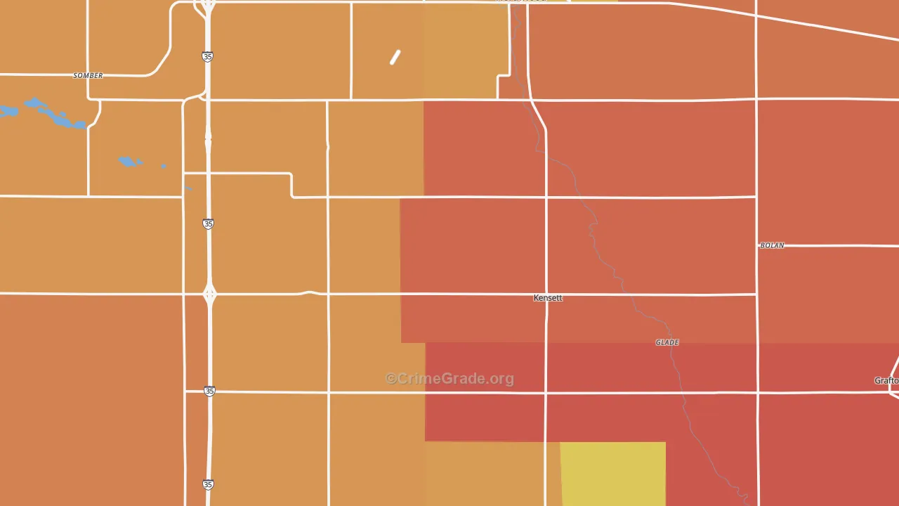 Worth County, IA Map of Robbery Rates