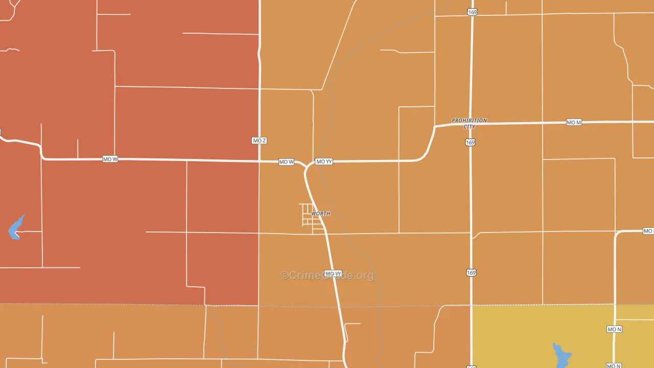 Worth, MO Map of Robbery Rates