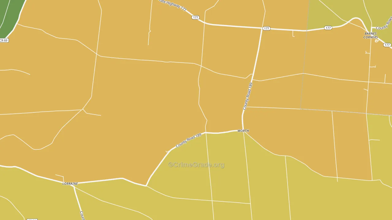 Worth, NY Map of Robbery Rates