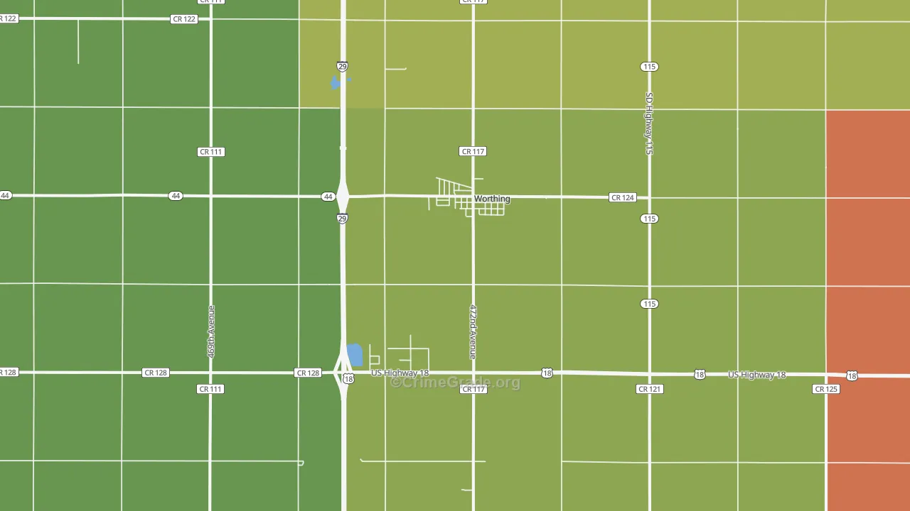 Worthing, SD Map of Robbery Rates