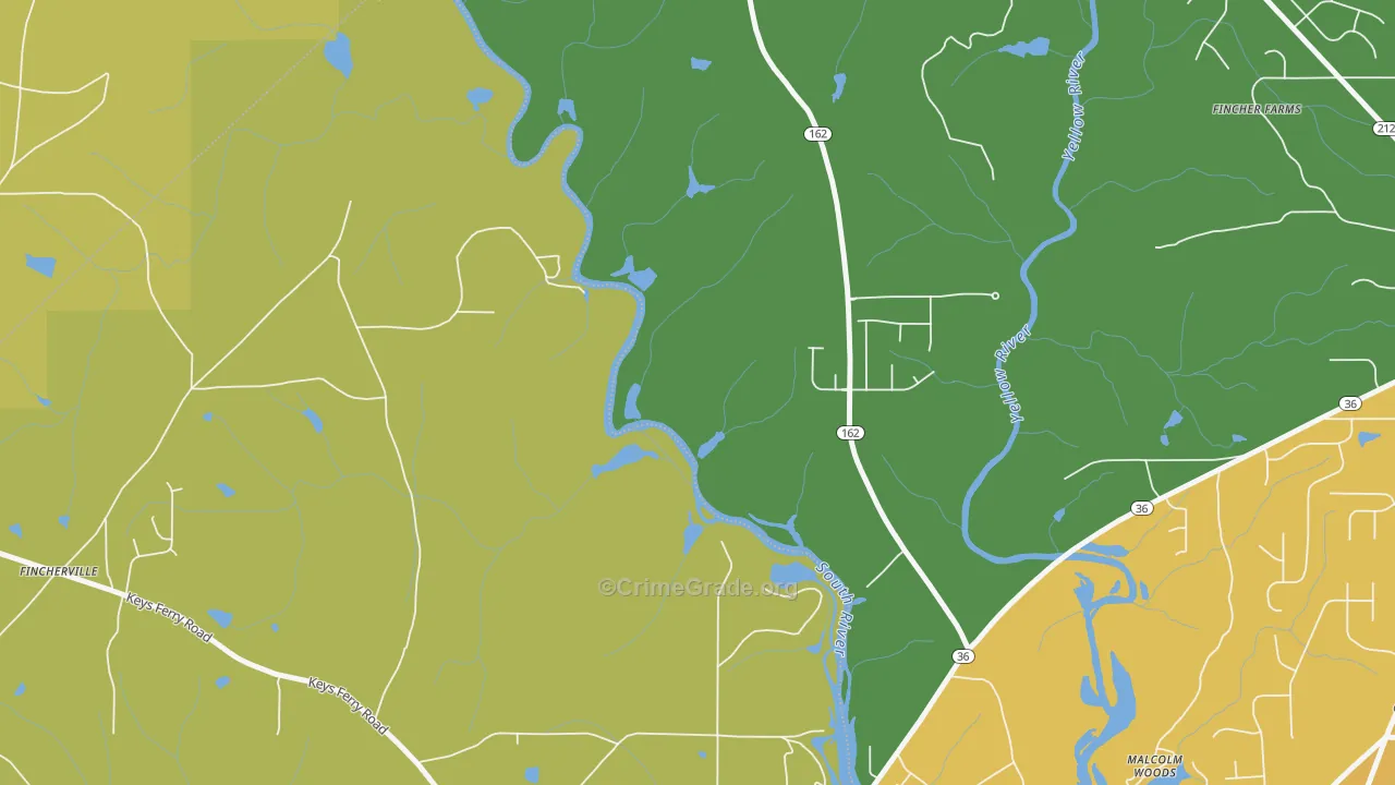 Worthville, GA Map of Robbery Rates