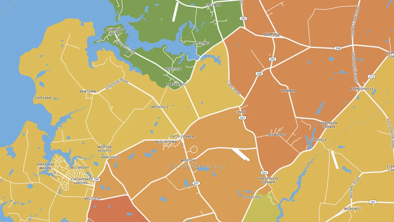 Worton, MD Map of Robbery Rates
