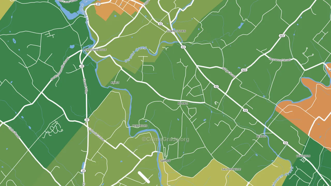 Woxhall, PA Map of Robbery Rates