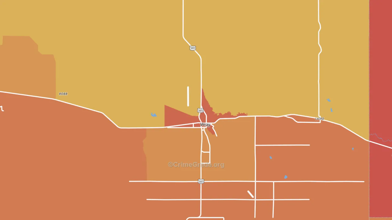 Wray, CO Map of Robbery Rates