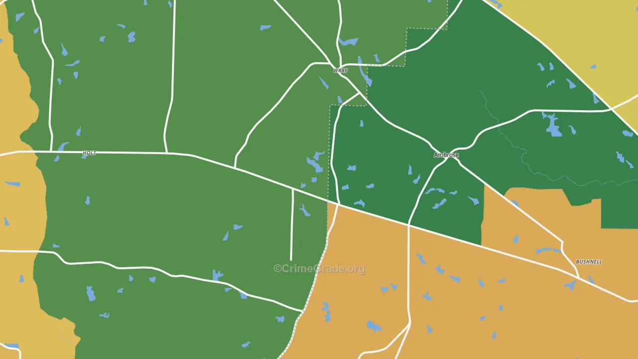 Wray, GA Map of Robbery Rates