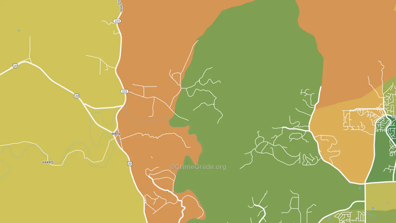 Wren, OR Map of Robbery Rates