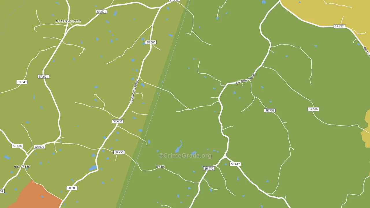 Wren, VA Map of Robbery Rates