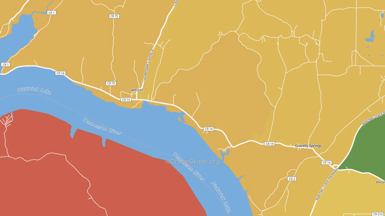 Wright, AL Map of Robbery Rates