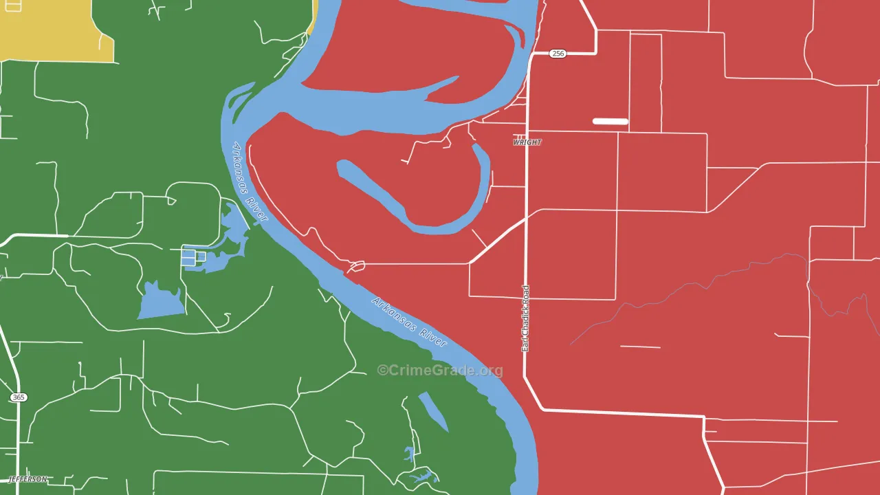Wright, AR Map of Robbery Rates