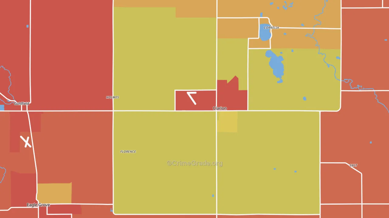Wright County, IA Map of Robbery Rates