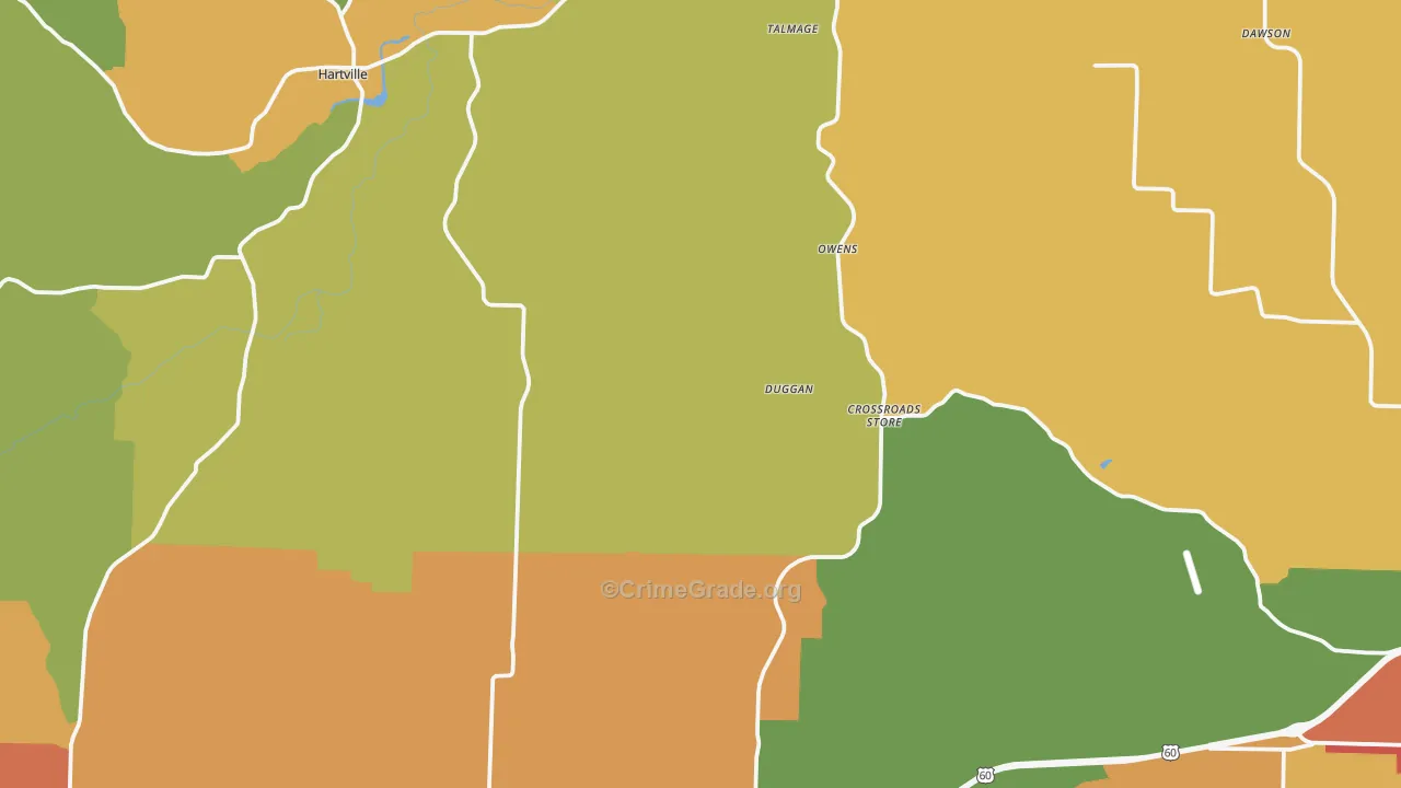 Wright County, MO Map of Robbery Rates