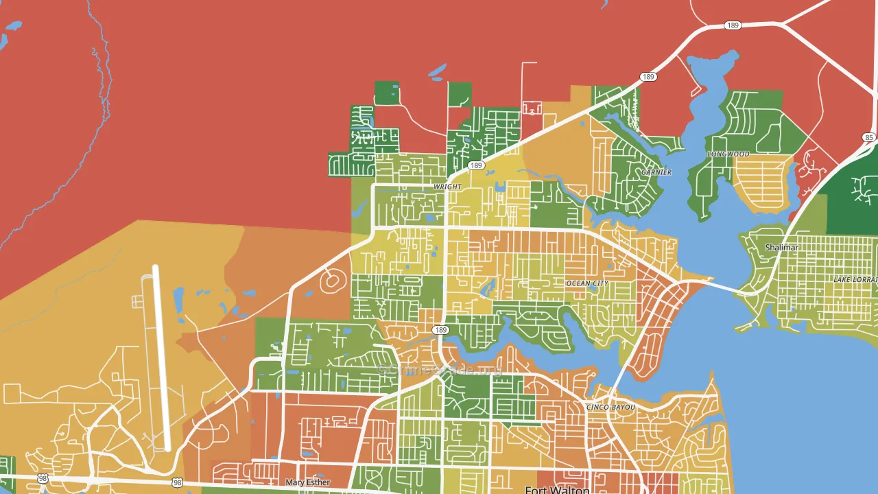 Wright, FL Map of Robbery Rates