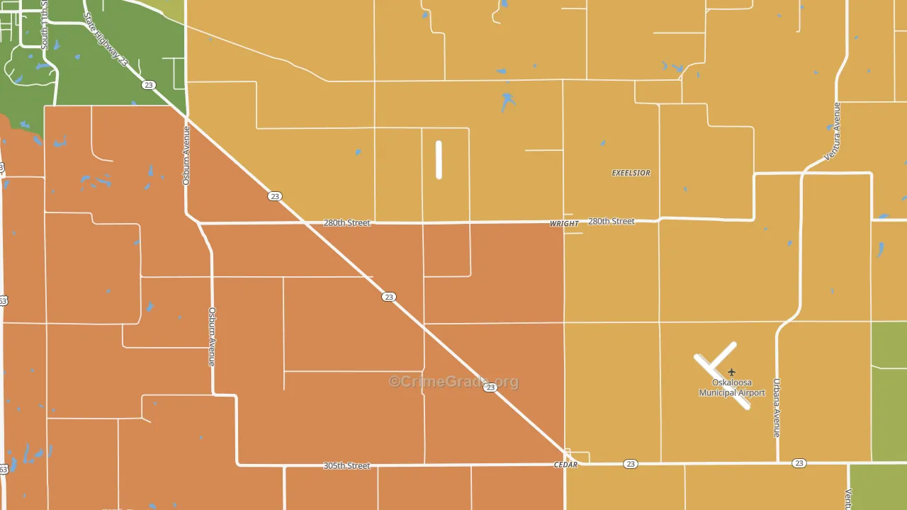 Wright, IA Map of Robbery Rates