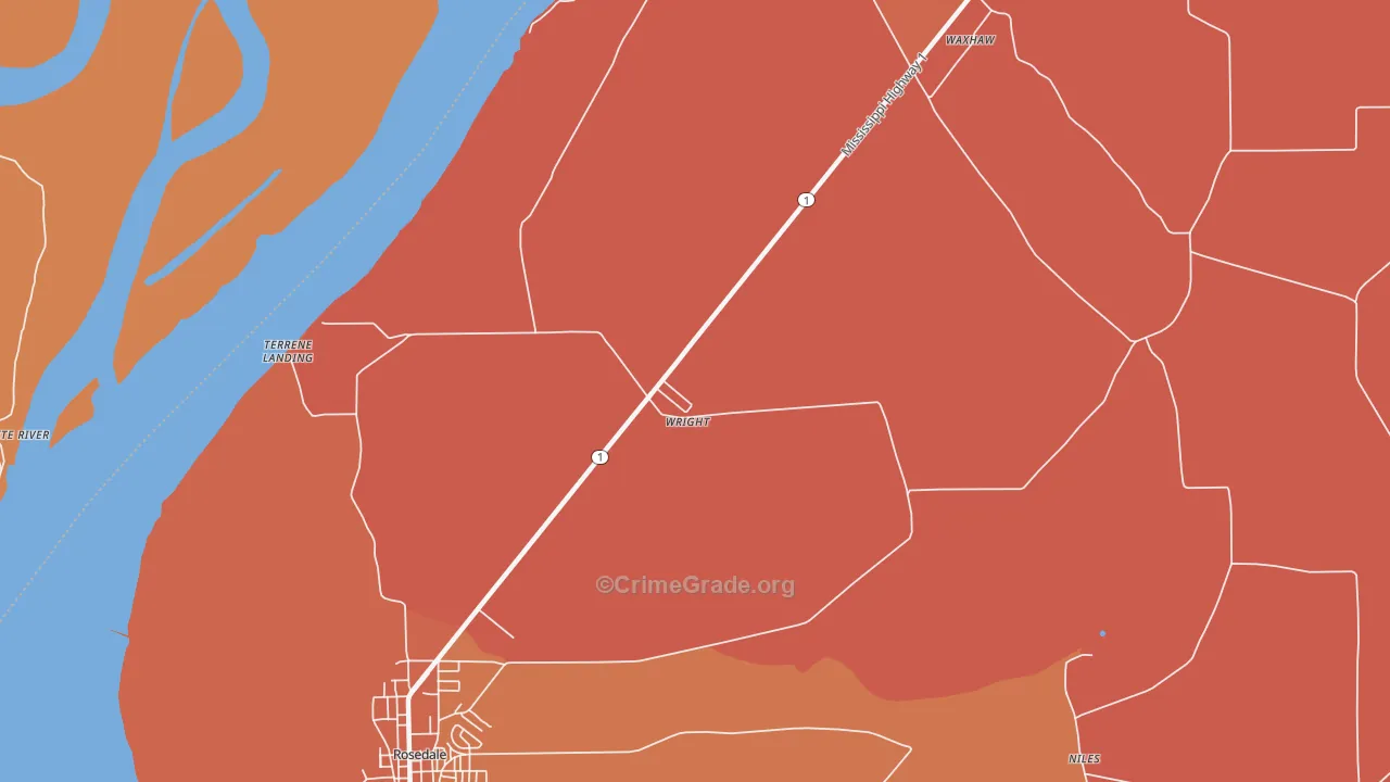 Wright, MS Map of Robbery Rates