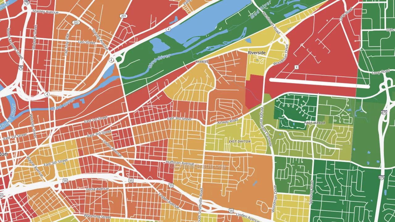 Wright View, Dayton, OH Map of Robbery Rates