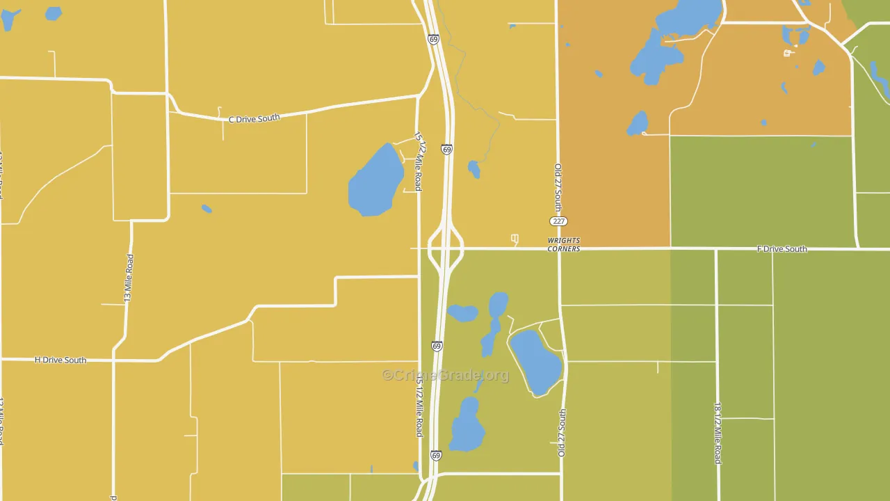 Wrights Corners, MI Map of Robbery Rates