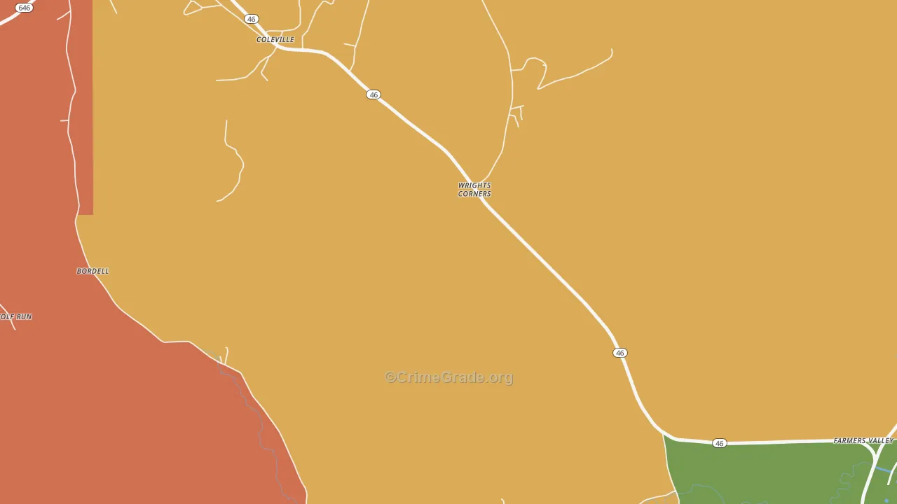 Wrights Corners, PA Map of Robbery Rates