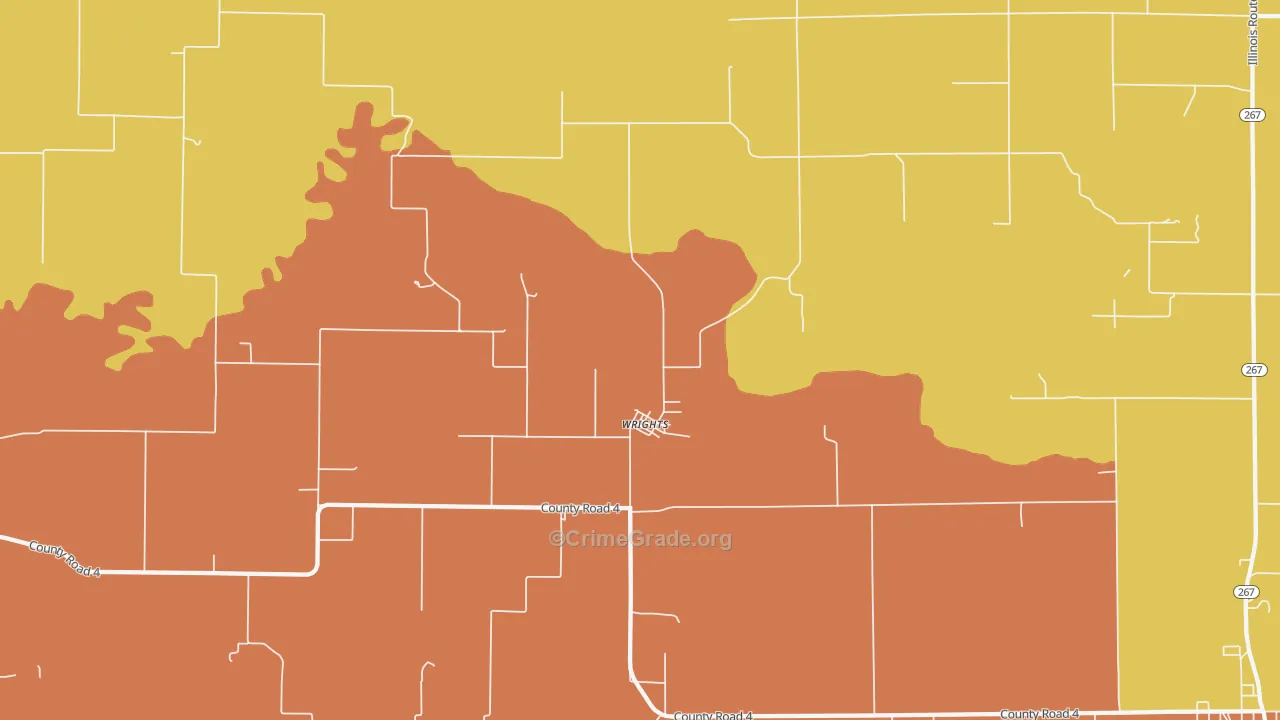Wrights, IL Map of Robbery Rates