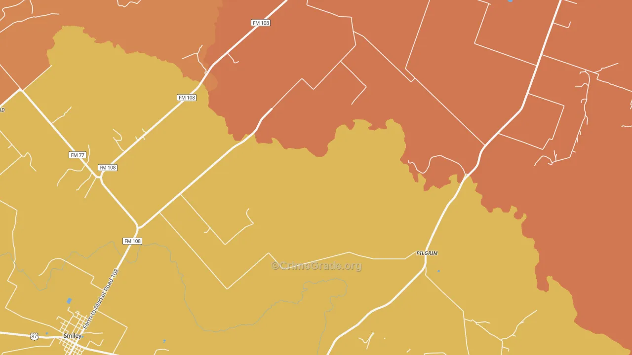 Wrightsboro, TX Map of Robbery Rates