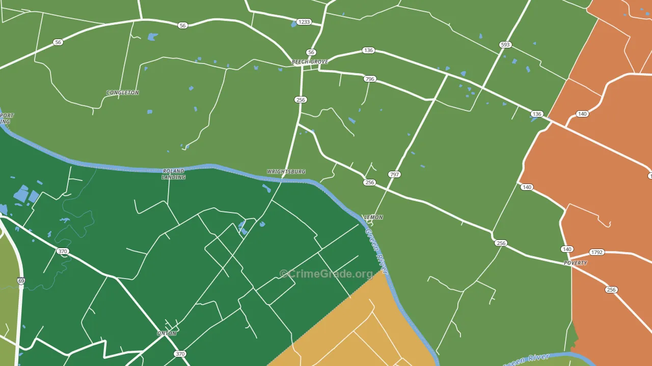 Wrightsburg, KY Map of Robbery Rates