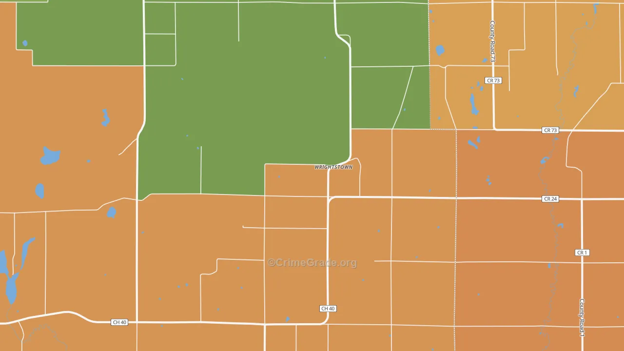 Wrightstown, MN Map of Robbery Rates