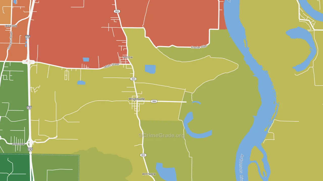 Wrightsville, AR Map of Robbery Rates