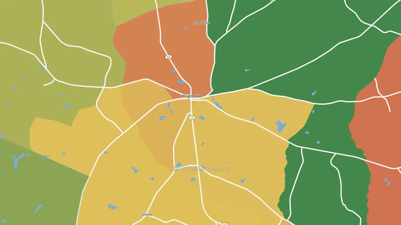 Wrightsville, GA Map of Robbery Rates