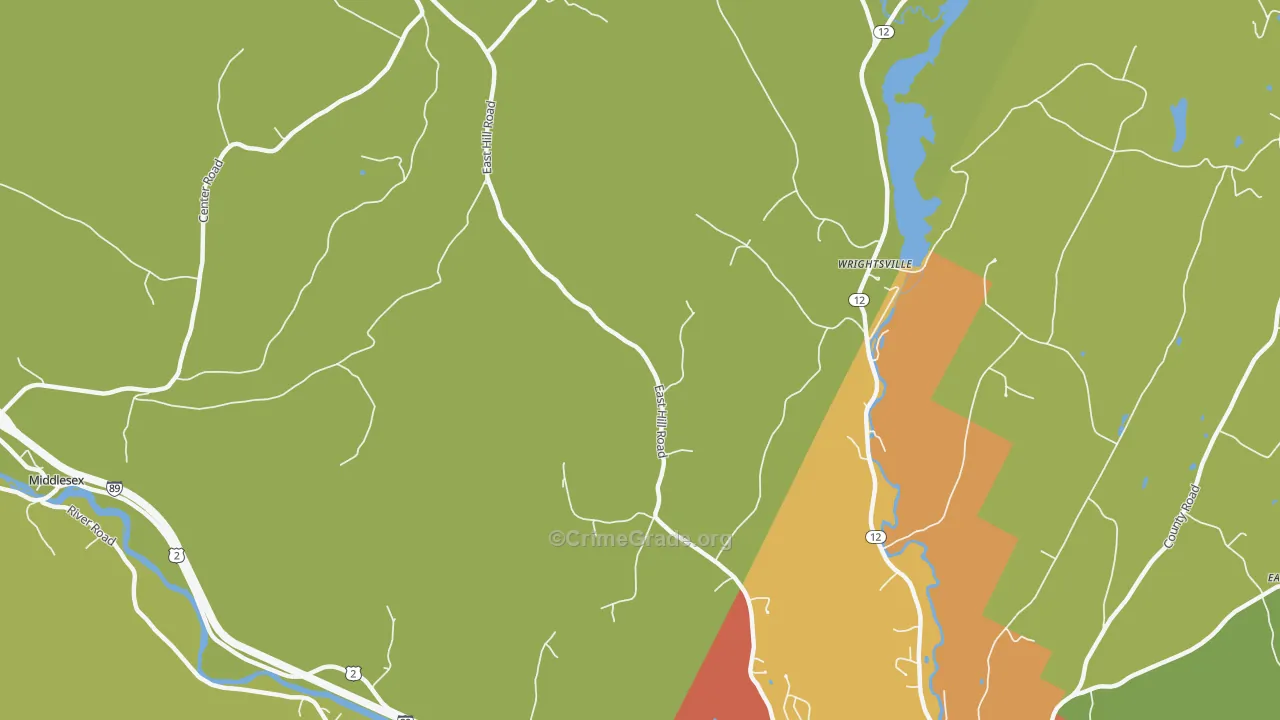 Wrightsville, VT Map of Robbery Rates