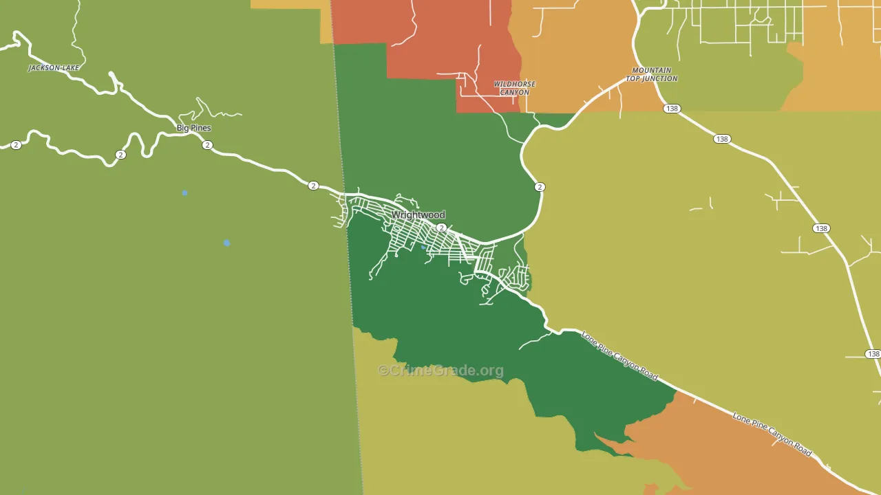 Wrightwood, CA Map of Robbery Rates
