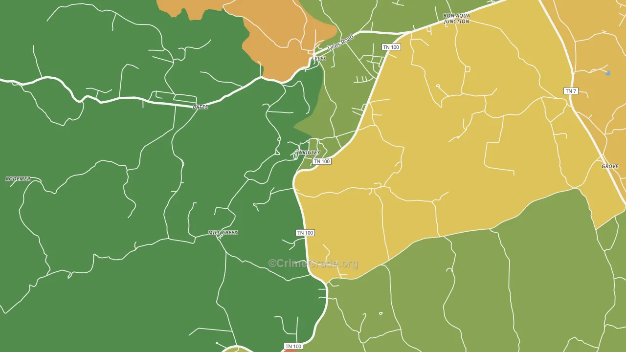 Wrigley, TN Map of Robbery Rates