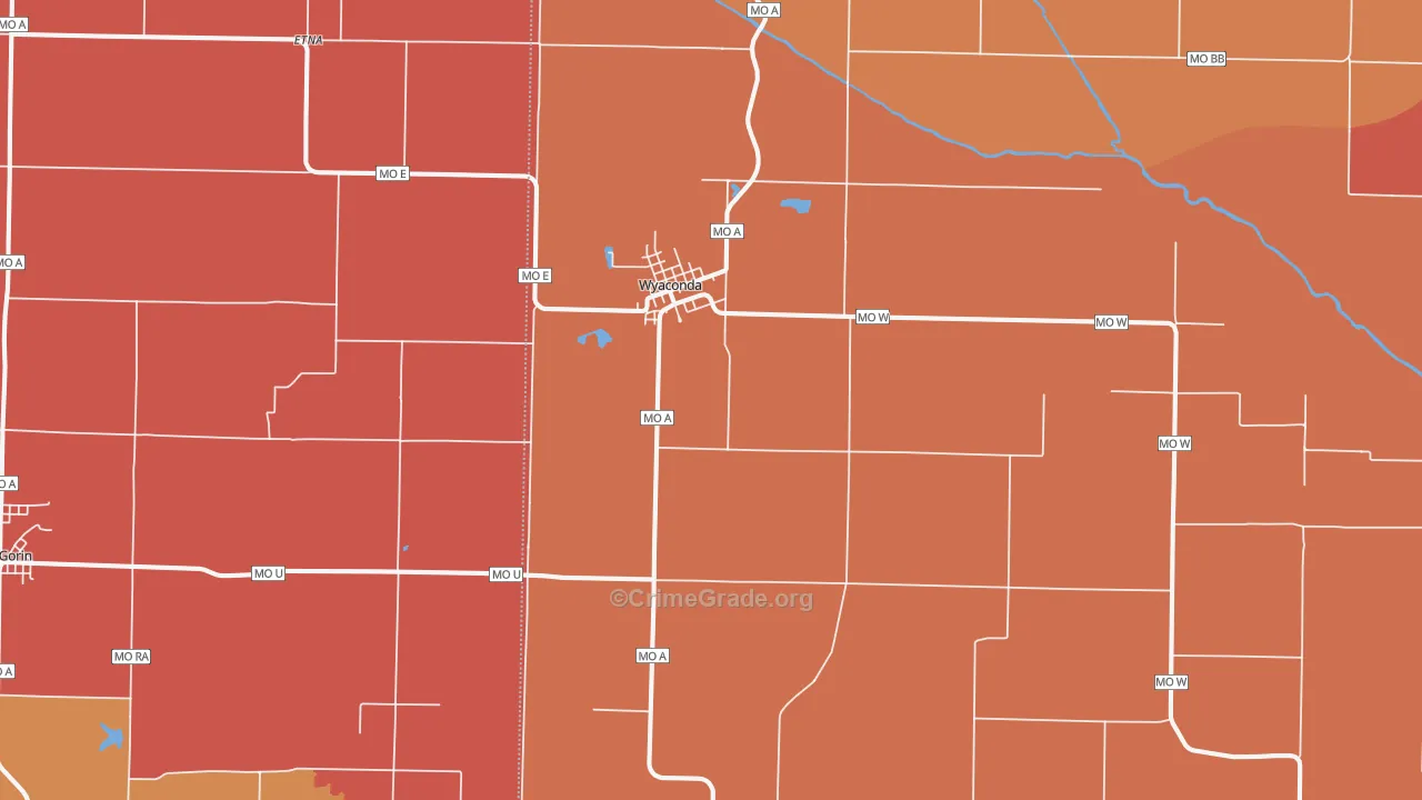 Wyaconda, MO Map of Robbery Rates