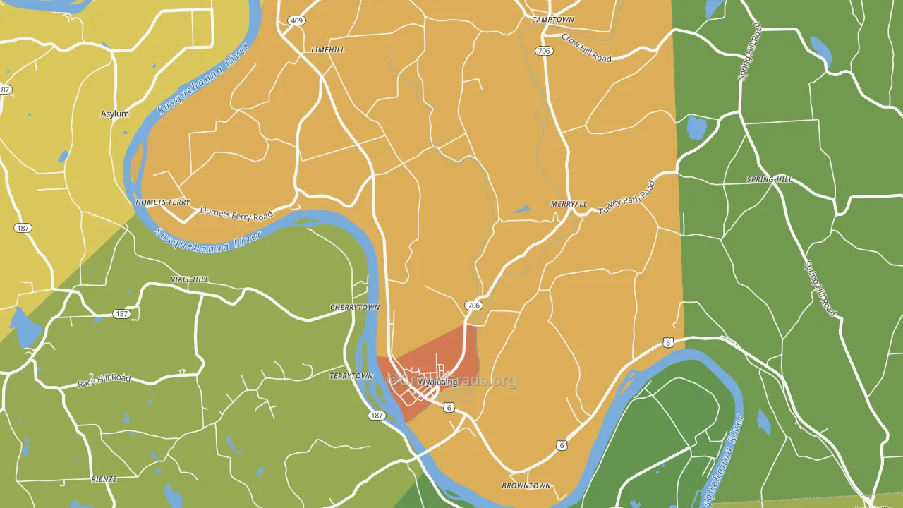 Wyalusing, PA Map of Robbery Rates