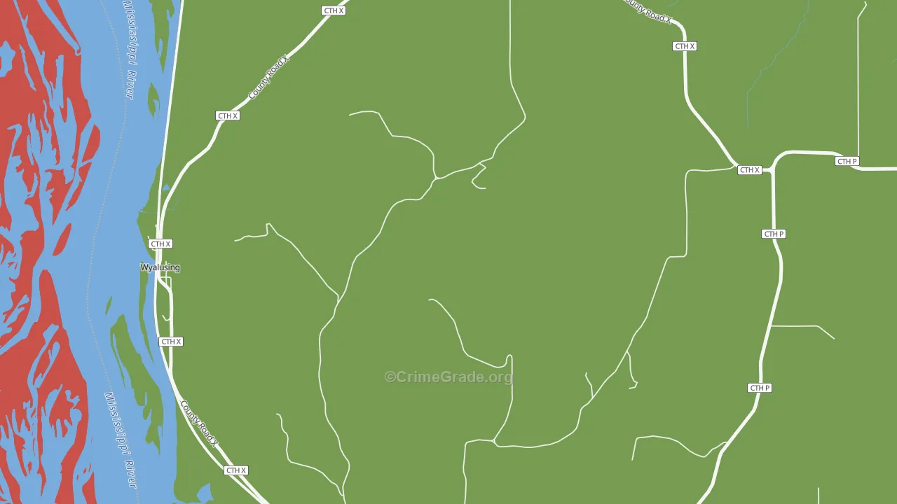Wyalusing, WI Map of Robbery Rates