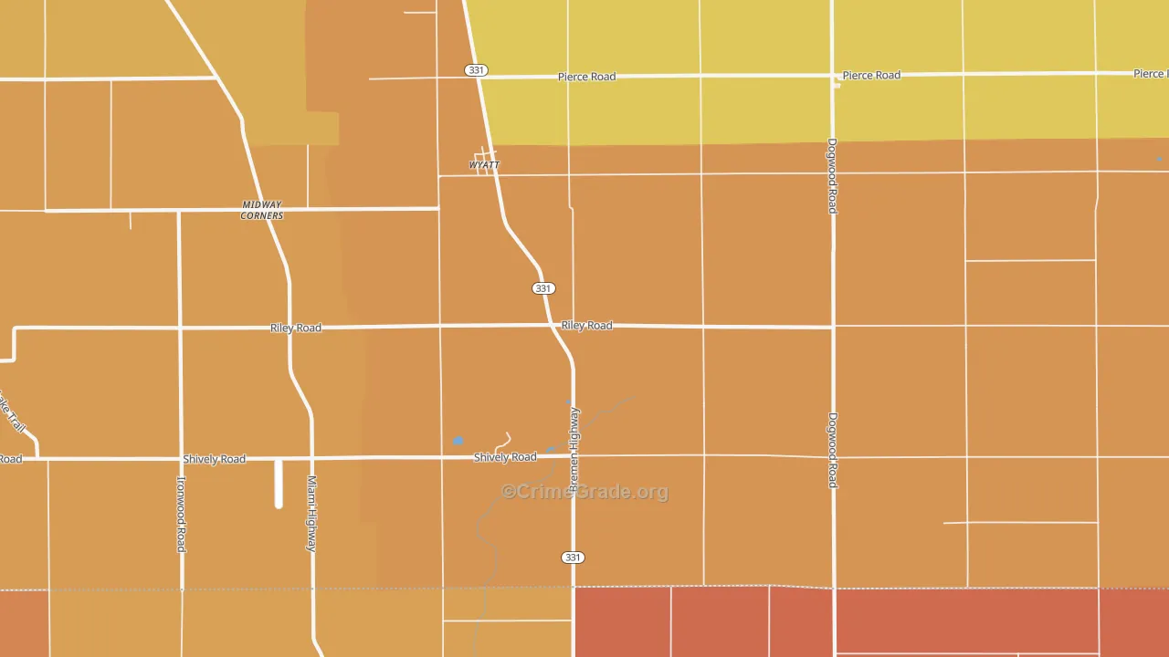 Wyatt, IN Map of Robbery Rates