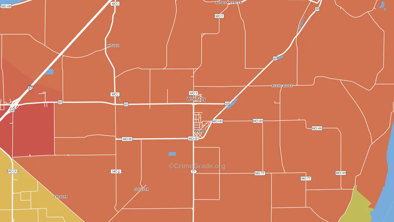 Wyatt, MO Map of Robbery Rates