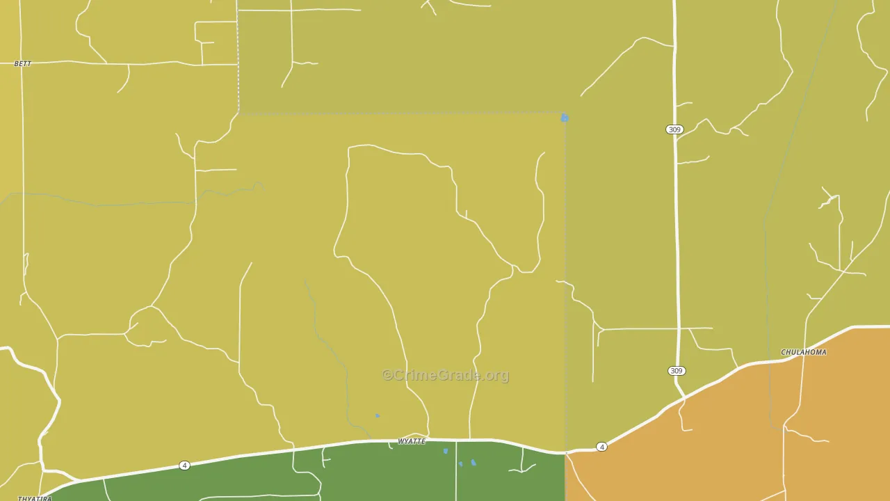 Wyatte, MS Map of Robbery Rates