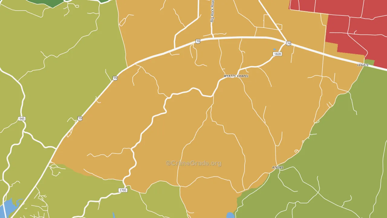 Wyatts Chapel, TN Map of Robbery Rates
