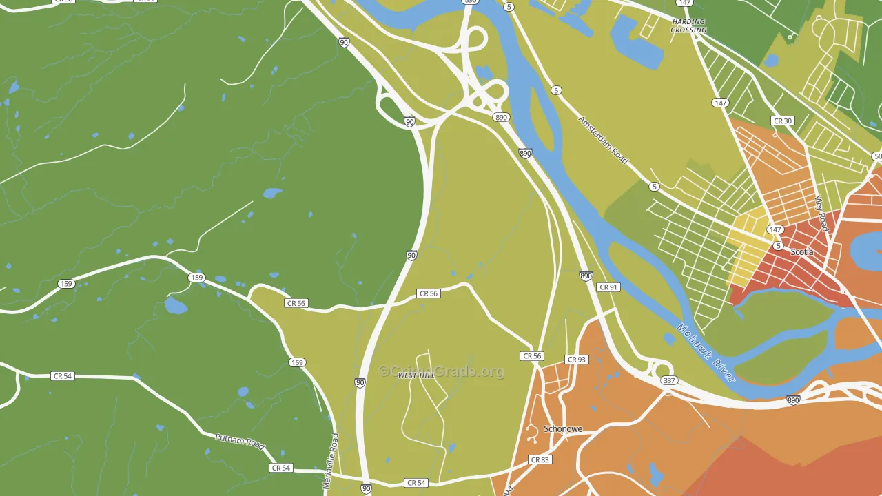Wyatts, NY Map of Robbery Rates