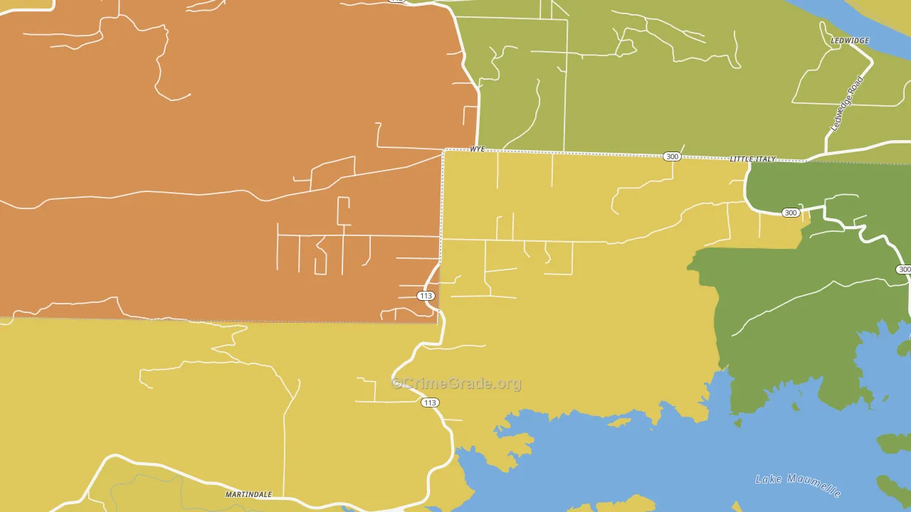 Wye, AR Map of Robbery Rates
