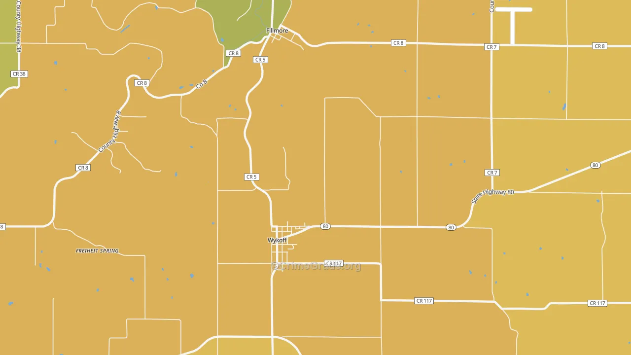 Wykoff, MN Map of Robbery Rates