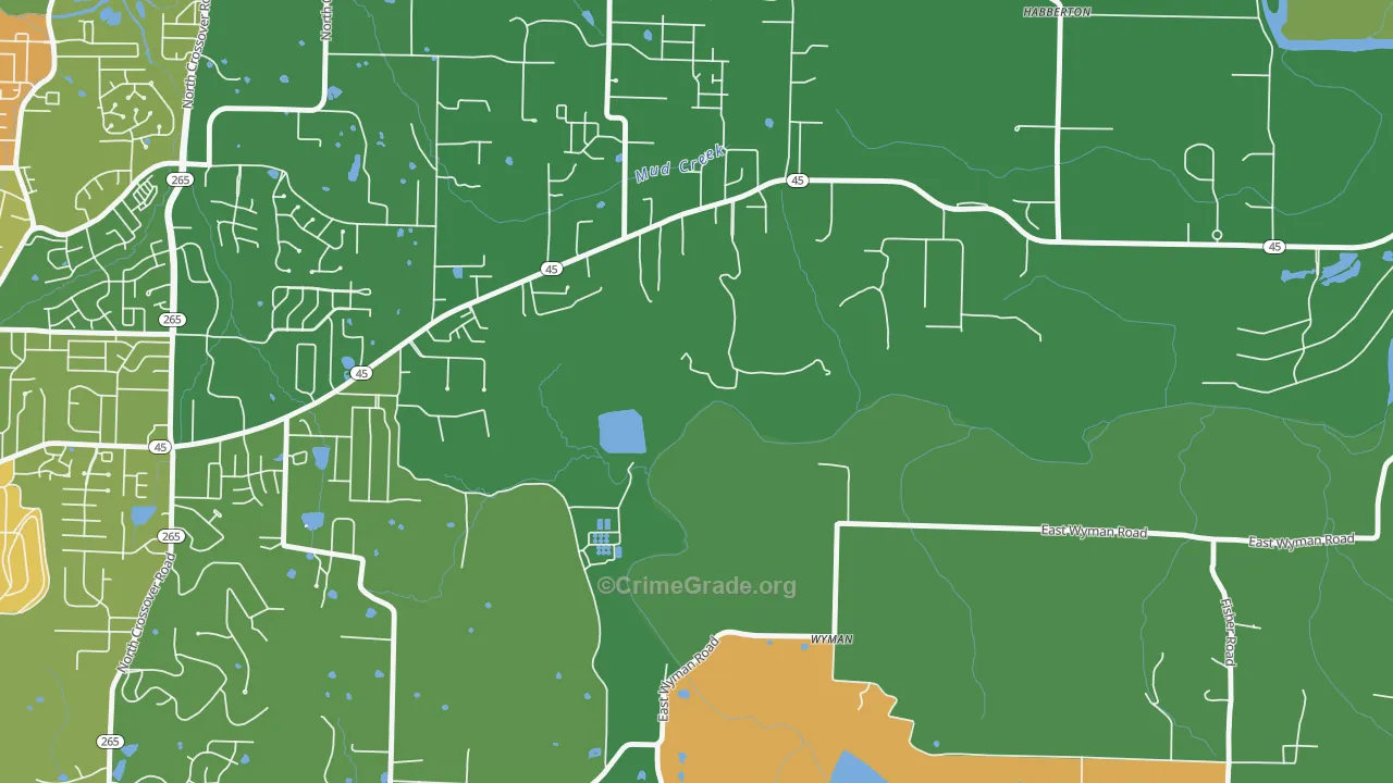 Wyman, AR Map of Robbery Rates