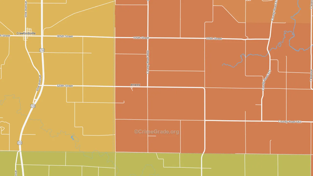Wyman, IA Map of Robbery Rates