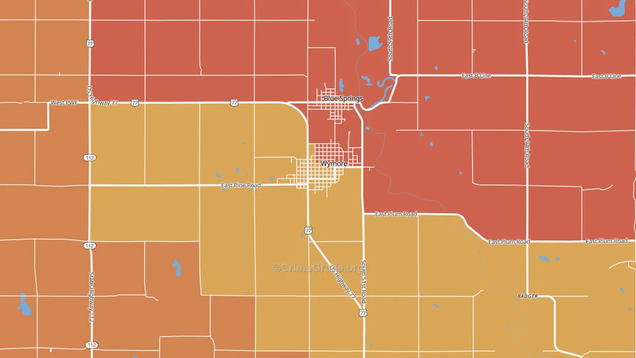Wymore, NE Map of Robbery Rates