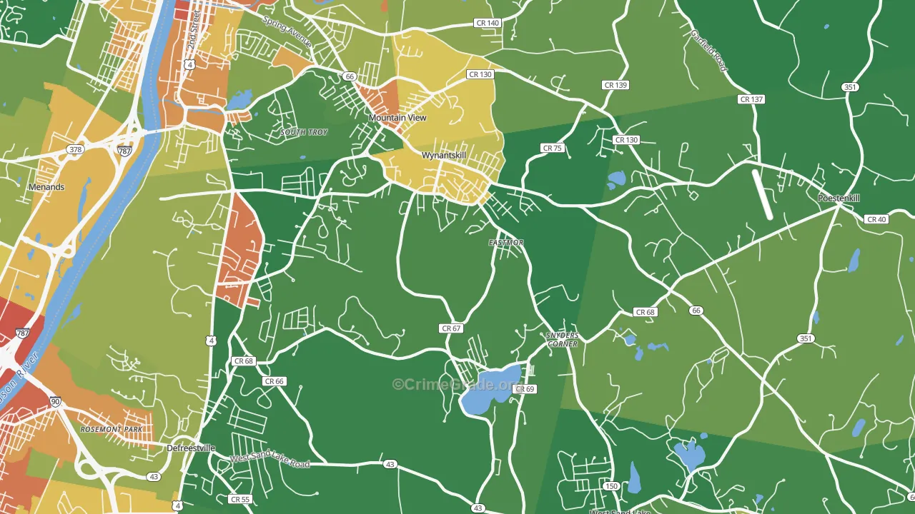 Wynantskill, NY Map of Robbery Rates